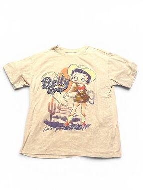 Betty Boop Ladies Beige Graphic Tee - Live Your Best Life